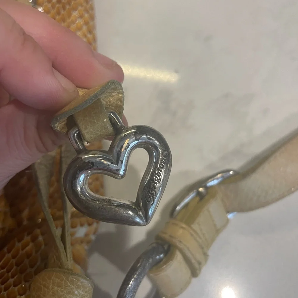 Brighton Sprite Marigold Crossbody in Patent Leather Yellow/Gold Snakeskin EUC - Picture 8 of 16